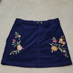 Mossimo Supply Co. Navy Skirt with Multicolor Floral Embroidery